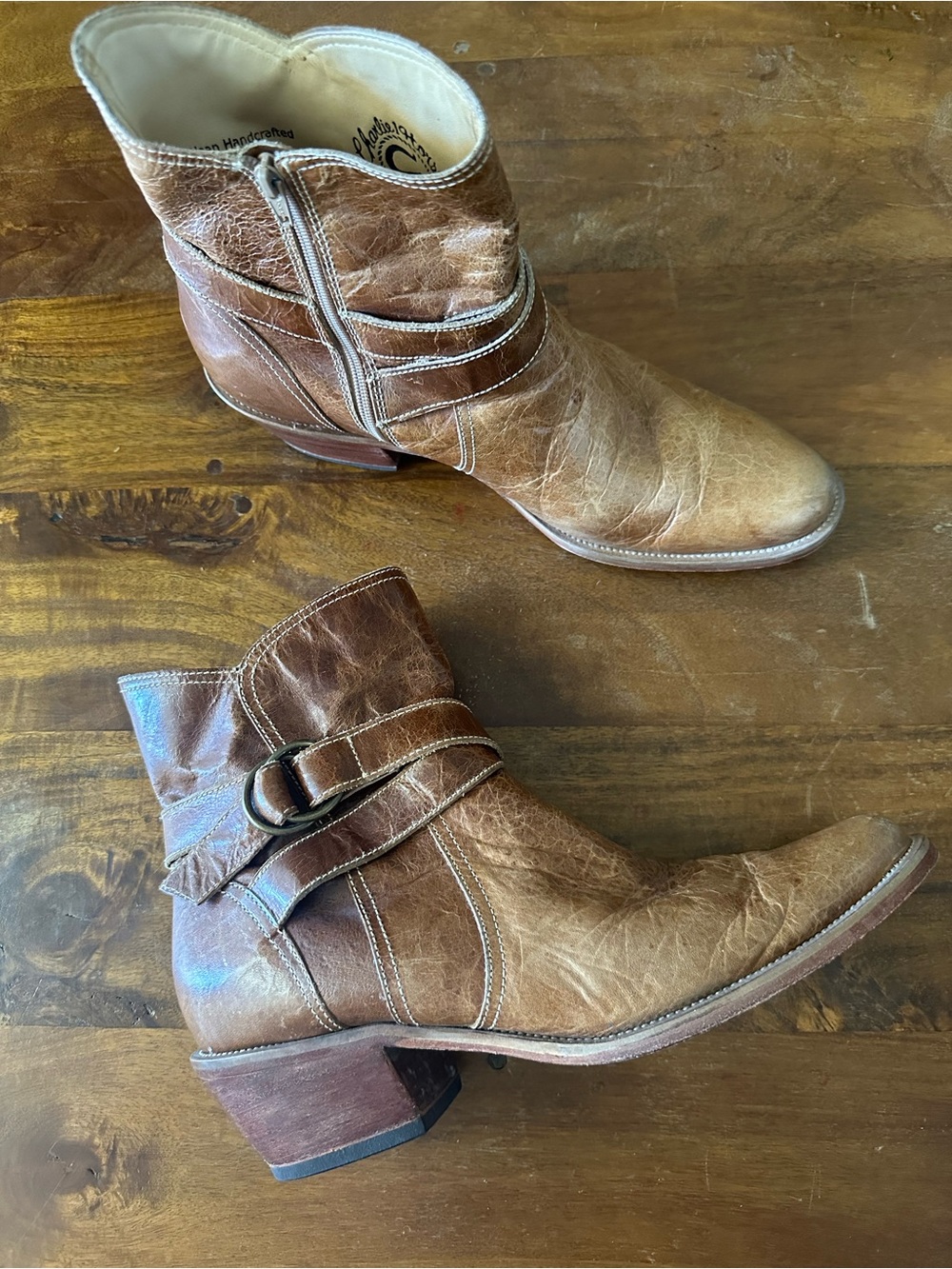 Charlie 1 Horse Women’s Brown Leather Ankle Boots with Buckle size 9B
